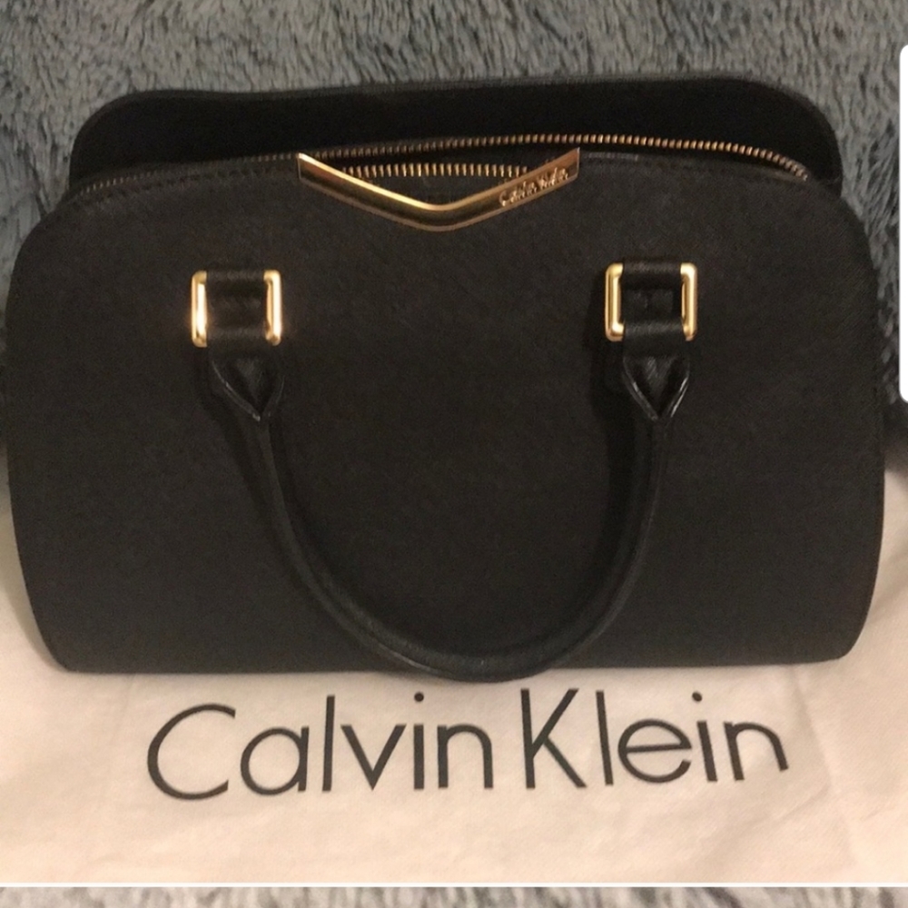 Calvin Klein On My Corner Saffiano Satchel